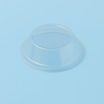 Coperchio per vasetto da yogurt, trasparente, su fondo azzurro